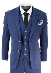 Mens Blue Summer Linen Suit