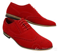 Patron 238 Mens Suede Leather Brogues Smart Casual Red Brown Navy Black Laced Shoes Retro