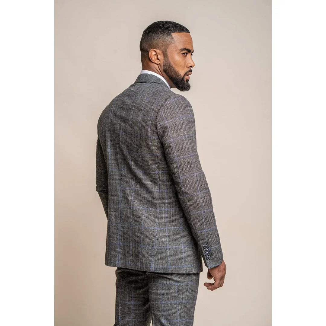 Power - Men's Grey Check Slim Fit Blazer