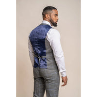 Power - Men's Grey Check Slim Fit Waistcoat