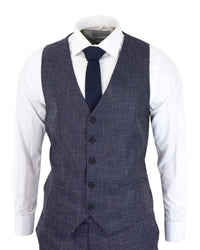 Navy-Blue Graph Check 3 Piece Suit - RK20-02