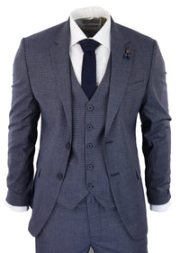 Blue-Grey Sheppard's Check 3 Piece Suit - RK20-11