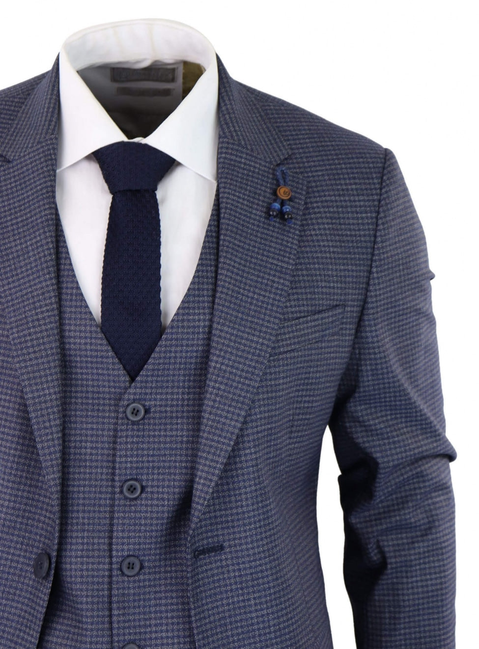 Blue-Grey Sheppard's Check 3 Piece Suit - RK20-11