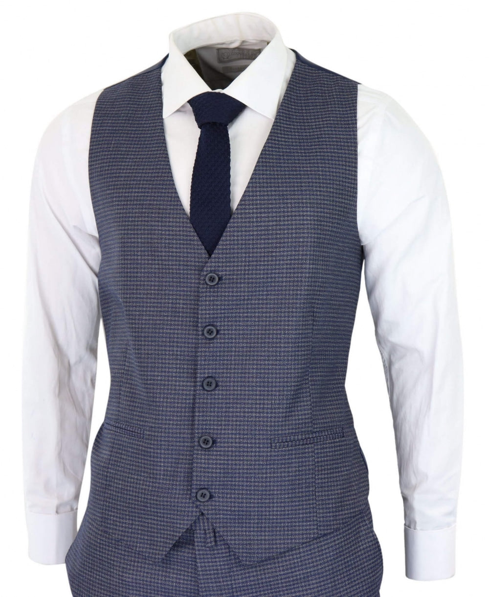 Blue-Grey Sheppard's Check 3 Piece Suit - RK20-11