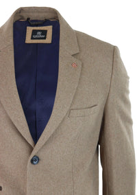 Cavani Mens Classic 3/4 Length Camel Overcoat