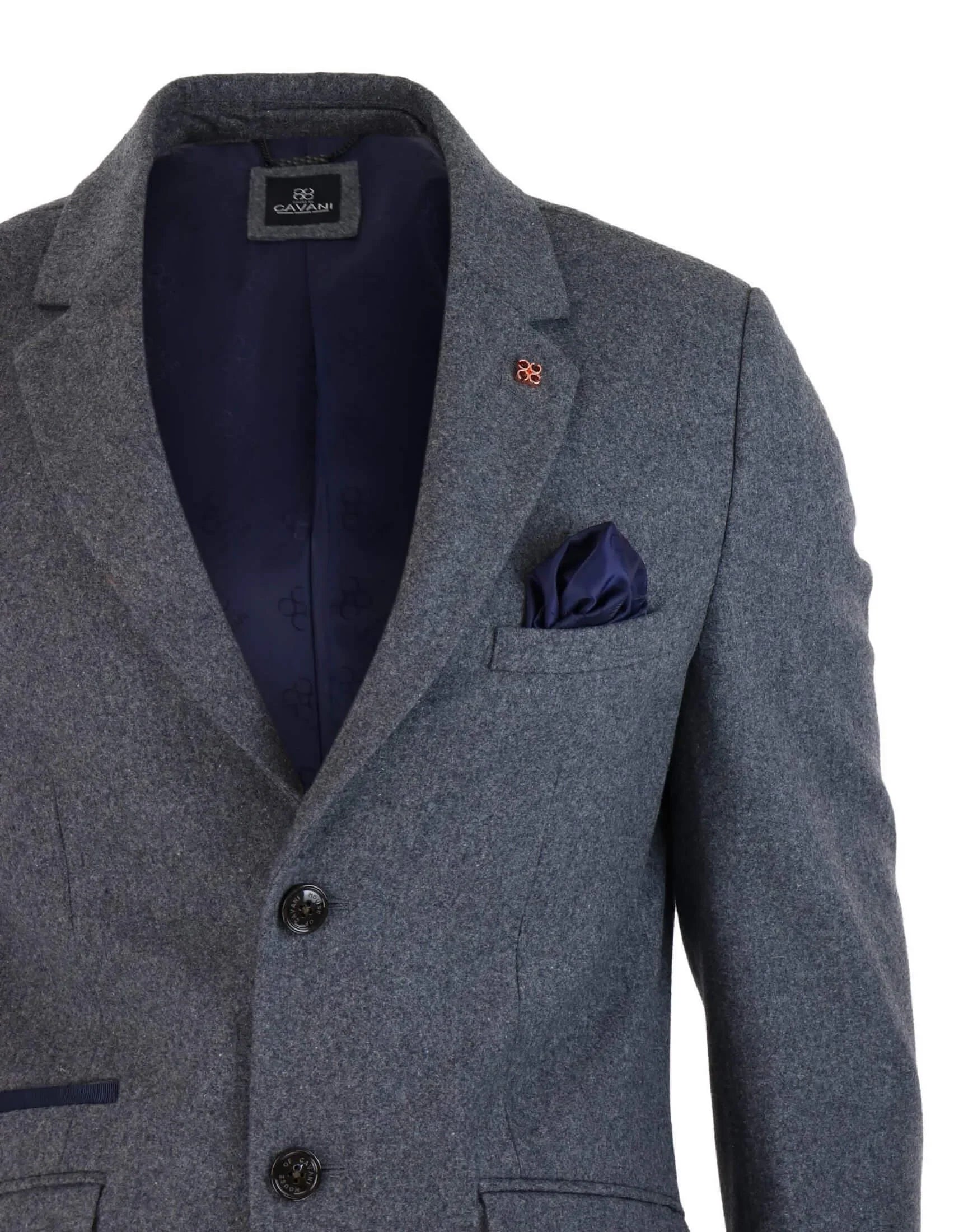 Cavani Mens Classic 3/4 Length Grey Overcoat