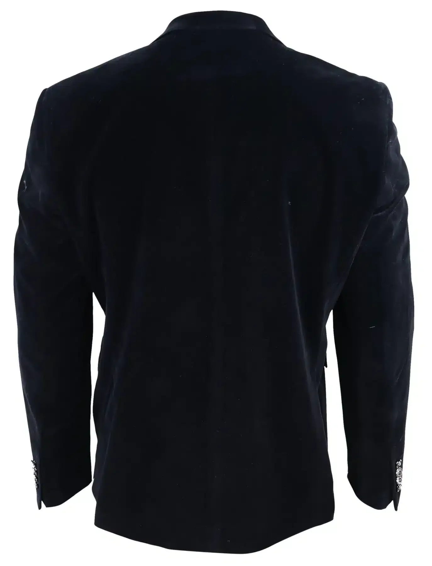 Mens Velvet Blazer Suit Jacket 2 Button Dinner Smart Casual Formal Tailored Fit - Black