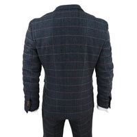Thomas Men's Navy 3-Piece Tweed Check Suit