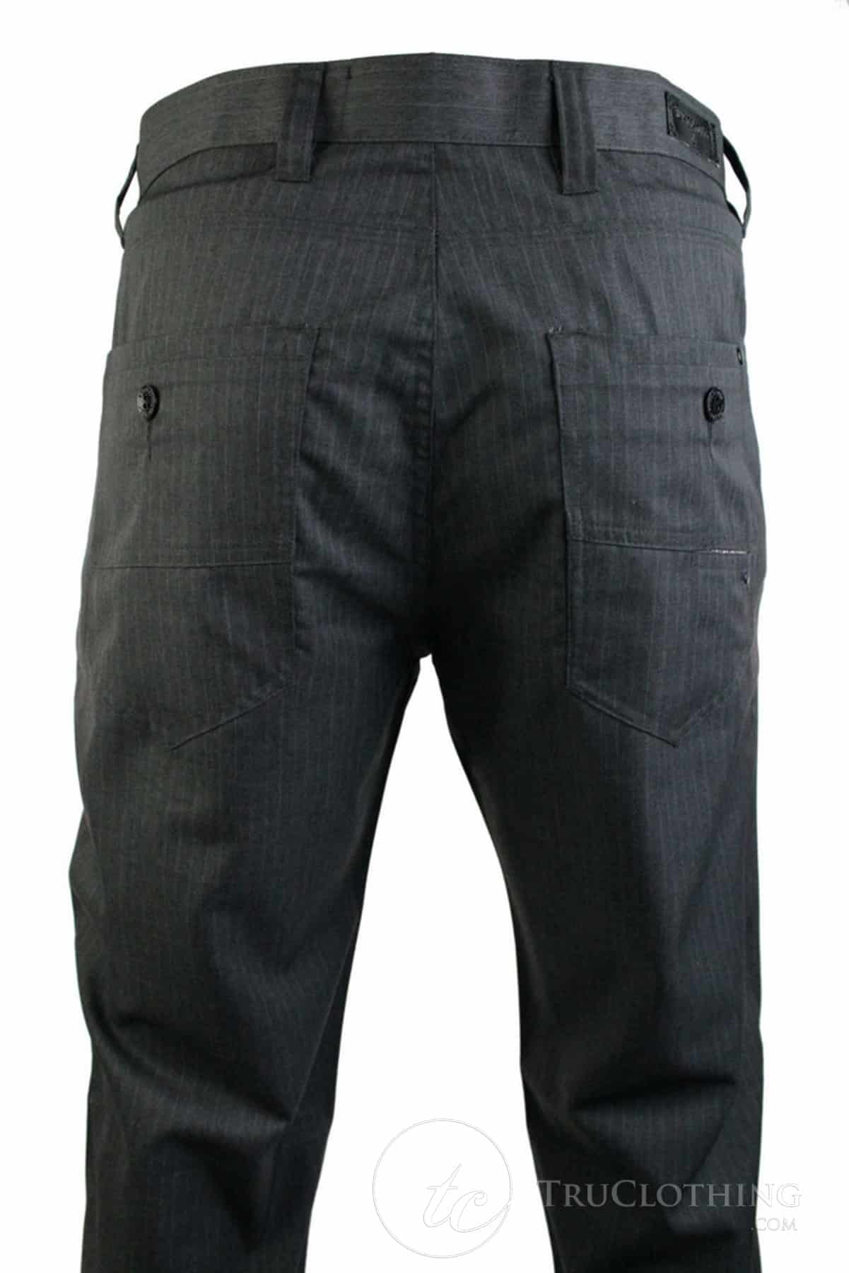 Mens Pin Stripe Straight Cut Trousers Smart Casual Grey Short Reg Long Office Work