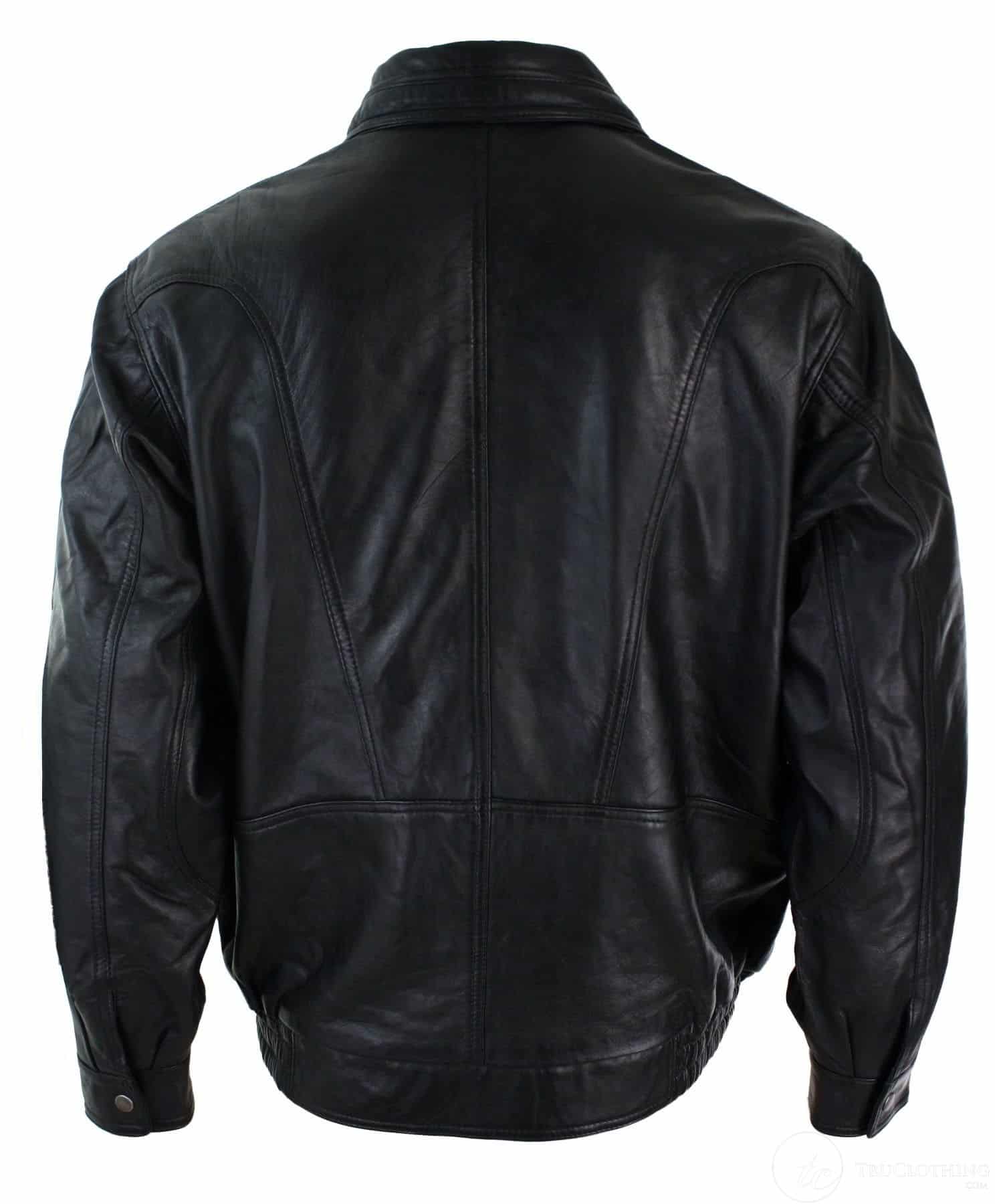 Mens Classic Bomber Black Nubuck Washed Brown Real Leather Jacket-Black