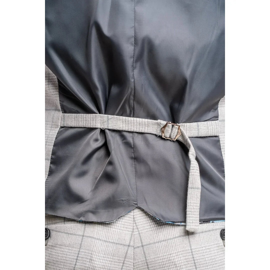 Radika - Men's Light Grey Check Waistcoat