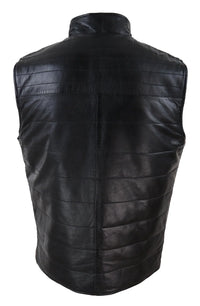 Mens Black & Brown Reversible Leather Gilet