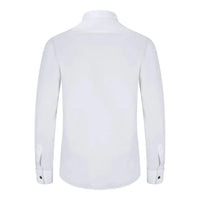 Men's Wing Collar White Shirt Pleated Tuxedo Double Cuff Satin Cotton