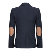 Womens Blazer Suit Wool Tweed Elbow Patch 1920s Vintage Classic Blue