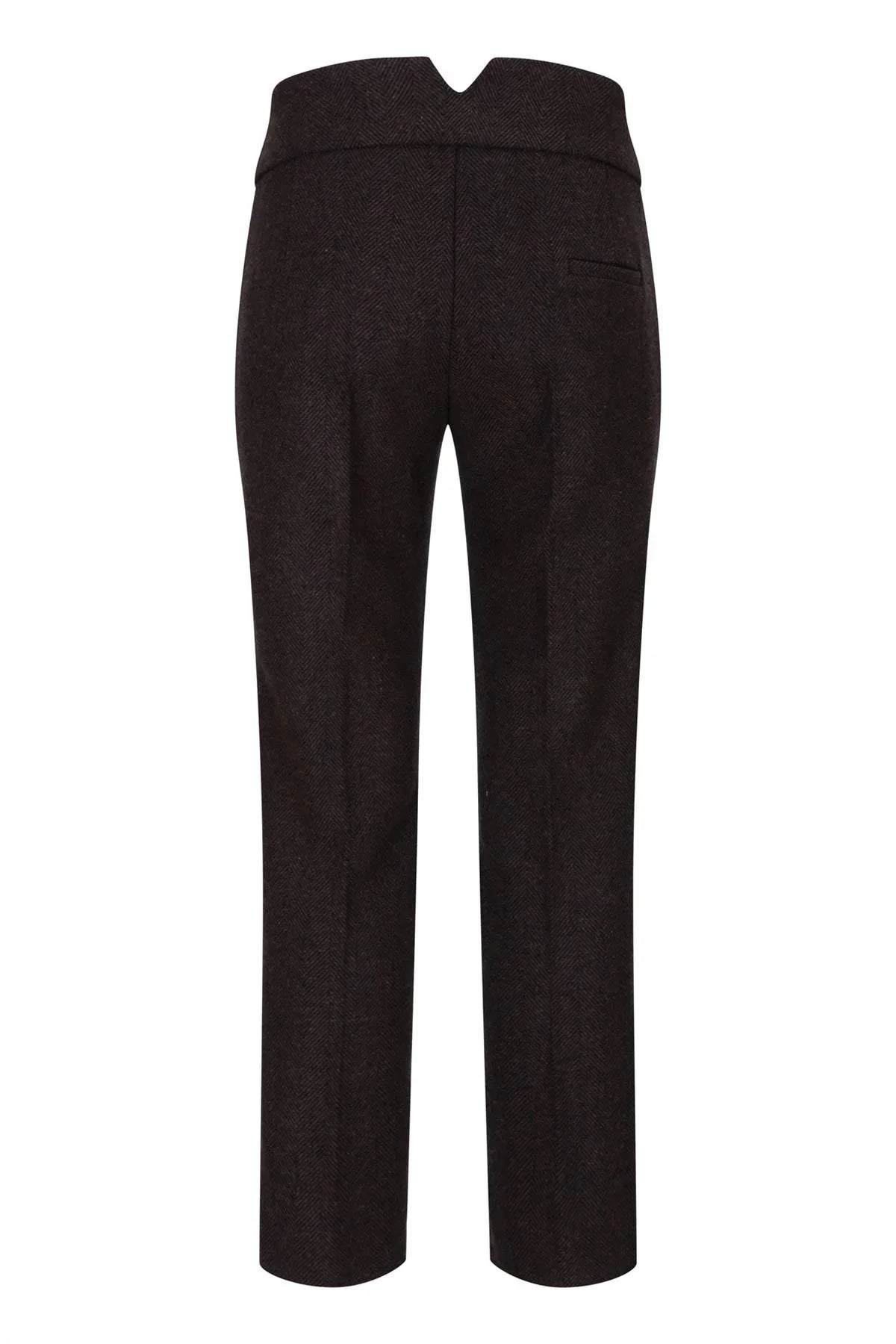 Womens Tweed Herringbone Trousers Brown 1920s Vintage Tailored Classic Smart