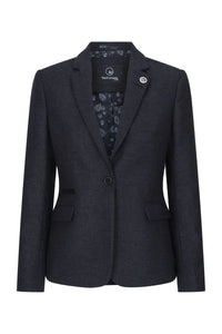 Women Black jacket  Tweed Herringbone Wool Classic Smart Casual Vintage 1920s