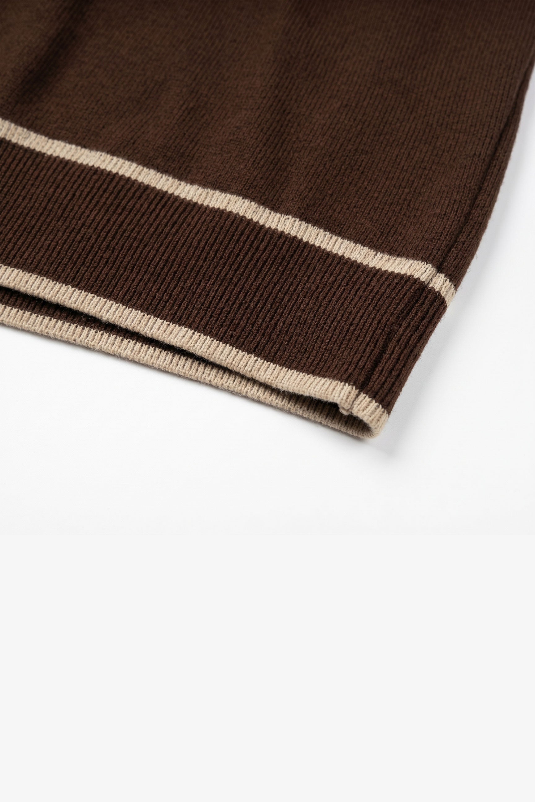 Men’s Brown Knitted T Shirt Regular Fit Contrast Trim Crew Neck Top