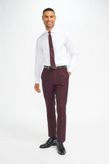 Caridi - Men's Burgundy Checked Trousers