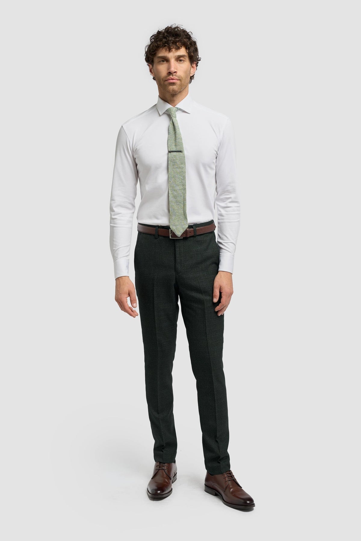 Caridi - Men's Olive Green Tweed Trousers