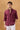 Men’s Burgundy Pure Linen Shirt Long Sleeve Button-Down Summer Shirt