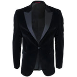 Men's Black Velvet Tux Blazer Satin Lapels Dinner Wedding Prom Black Tie