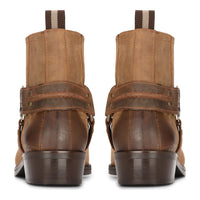 Mens Western Cowboy Tan Boot Vintage Square Toe Country Hunting Hiking Real Leather Riding Bikers