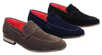 Fiorello 1807 - Mens Suede Faux Slip Onl Shoes Italian Design Classic Loafers