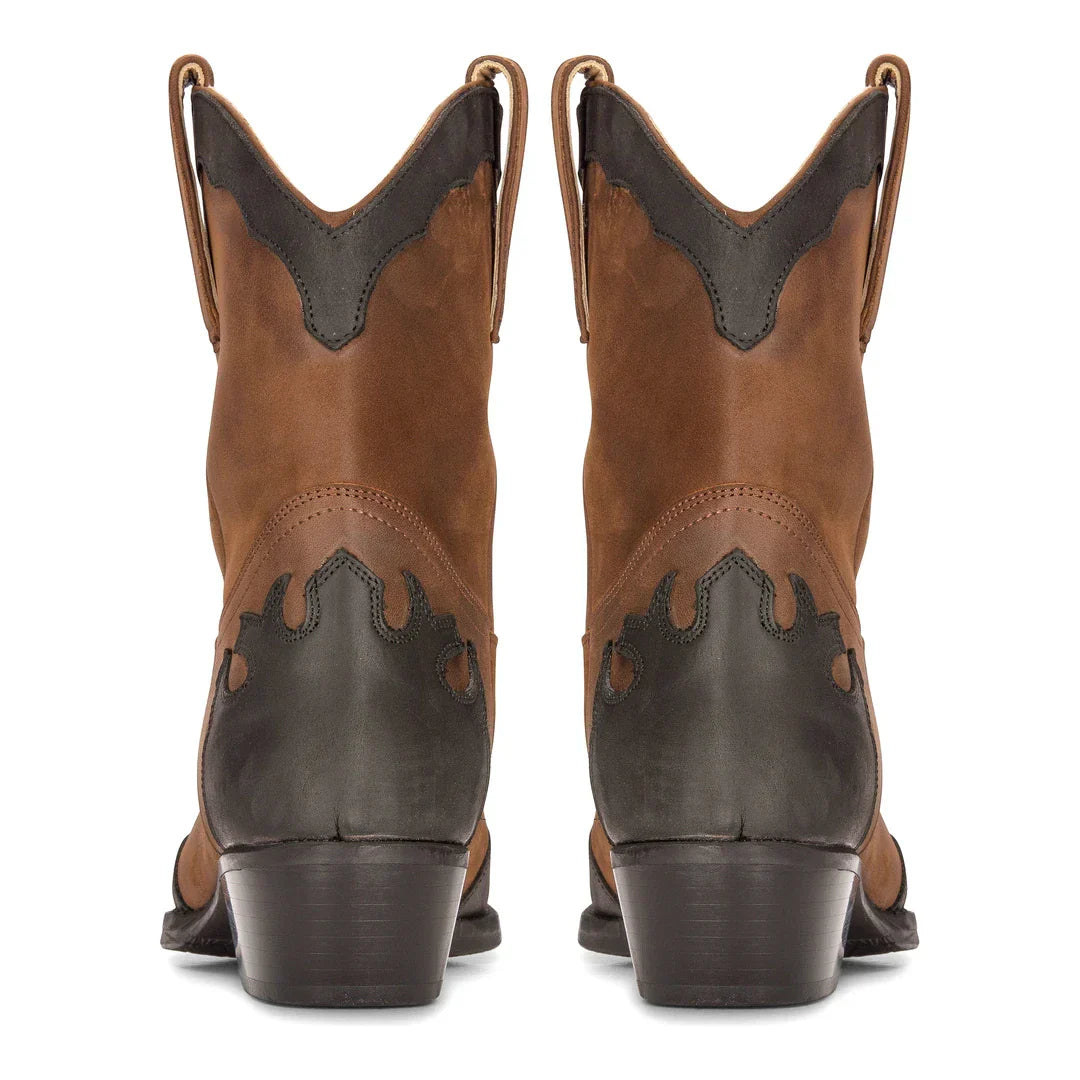 Mens High Western Boots Real Leather Brown Riding Dancing Hunting Cowboy Vintage Pointed Toe