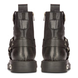 Mens Black Leather Motorcycle Boots Western Rock Punk Metal Toe Ankle Boot