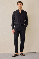 Men’s Black Pleated Gurkha Trousers Adjustable Waist Tailored Tapered Fit
