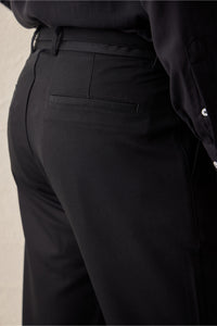 Men’s Black Pleated Gurkha Trousers Adjustable Waist Tailored Tapered Fit