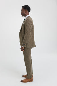 Oak-Brown Herringbone Tweed 3 Piece Suit