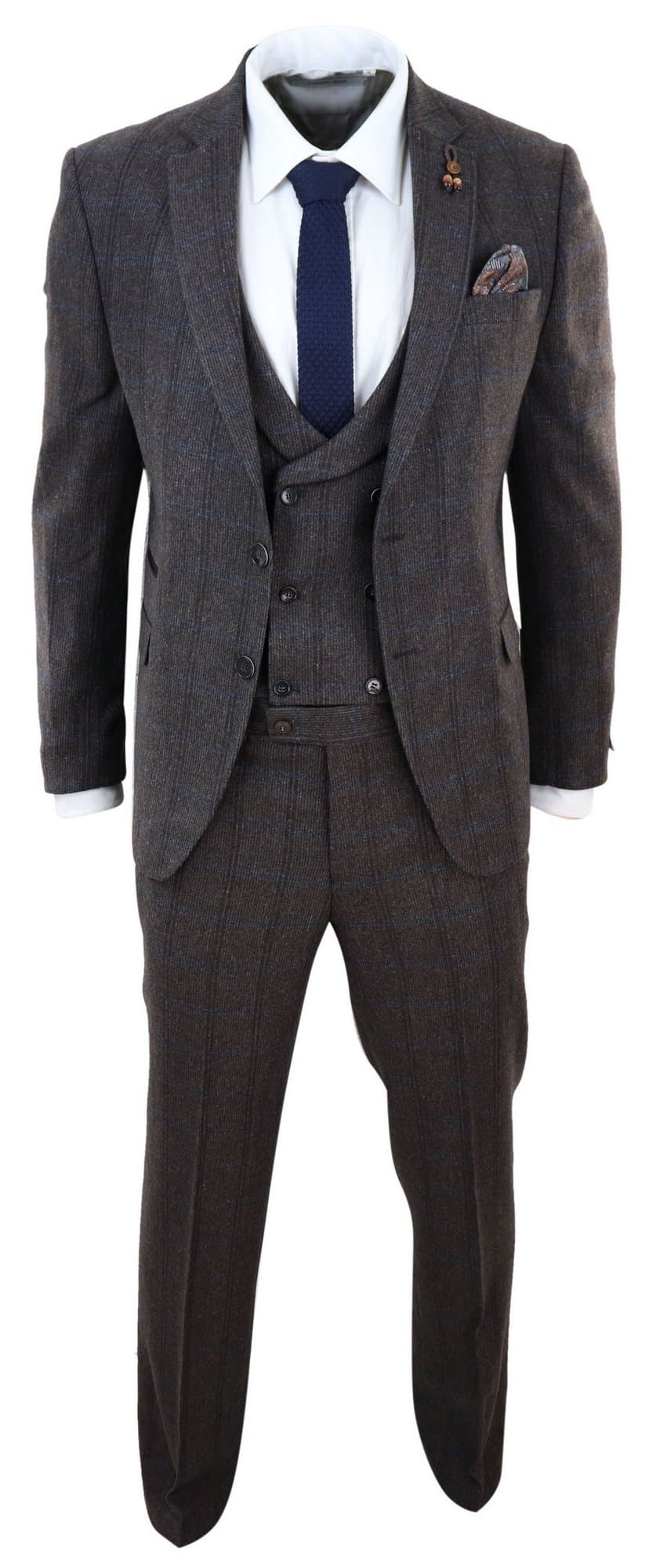 Brown Check 3 Piece Tweed Suit