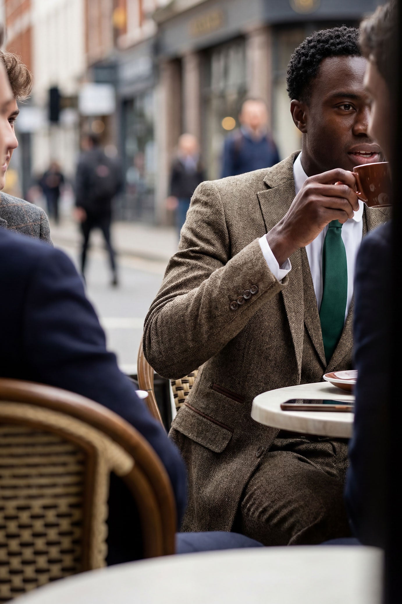 Oak-Brown Herringbone Tweed 3 Piece Suit