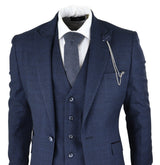 Cavani Connall - Men's Navy-Blue Check Vintage Suit