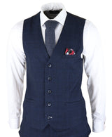 Cavani Connall - Men's Navy-Blue Check Vintage Suit