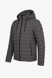Men’s Grey Hooded Puffer Jacket Lightweight Quilted Zip Coat
