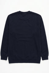 Men’s Navy Cotton Blend Crew Neck Sweatshirt Long Sleeve Stretch Pullover