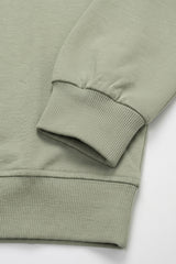 Men’s Sage Green Cotton Blend Crew Neck Sweatshirt Long Sleeve Stretch Pullover