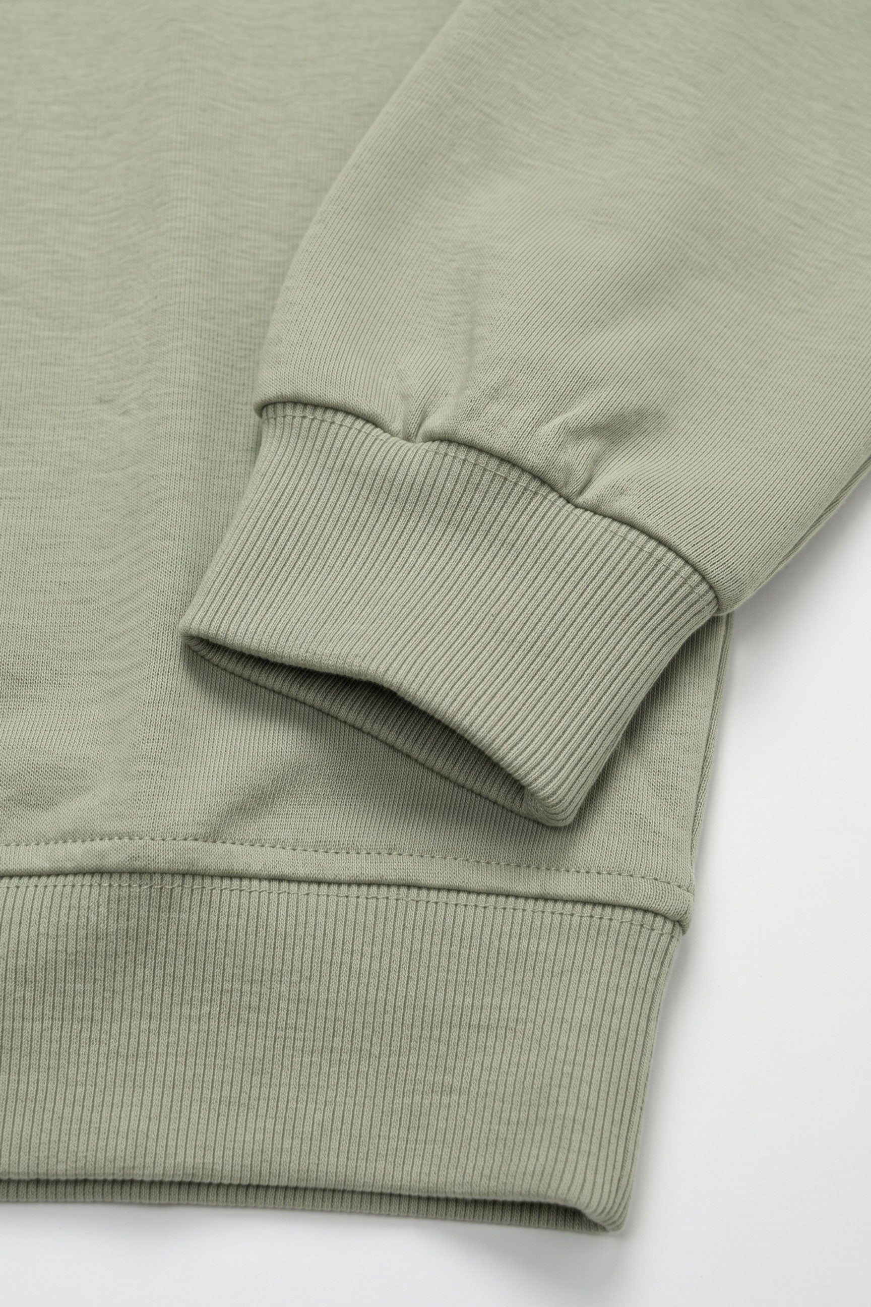 Men’s Sage Green Cotton Blend Crew Neck Sweatshirt Long Sleeve Stretch Pullover