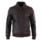 Men's Leather Harrington Burgundy Bomber Classic Pilot Jacket