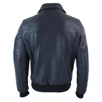 Men's Leather Harrington Navy Bomber Classic Pilot Jacket