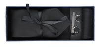 Satin Silk Textured Black Tie Gift Set Pocket Square Cuff Links Tie Matt Satin