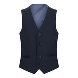 Boys Navy Blue 5 Piece Suit Blazer Waistcoat Shirt Tie Trousers Wedding Party