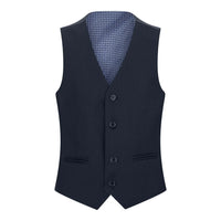 Boys Navy Blue 5 Piece Suit Blazer Waistcoat Shirt Tie Trousers Wedding Party