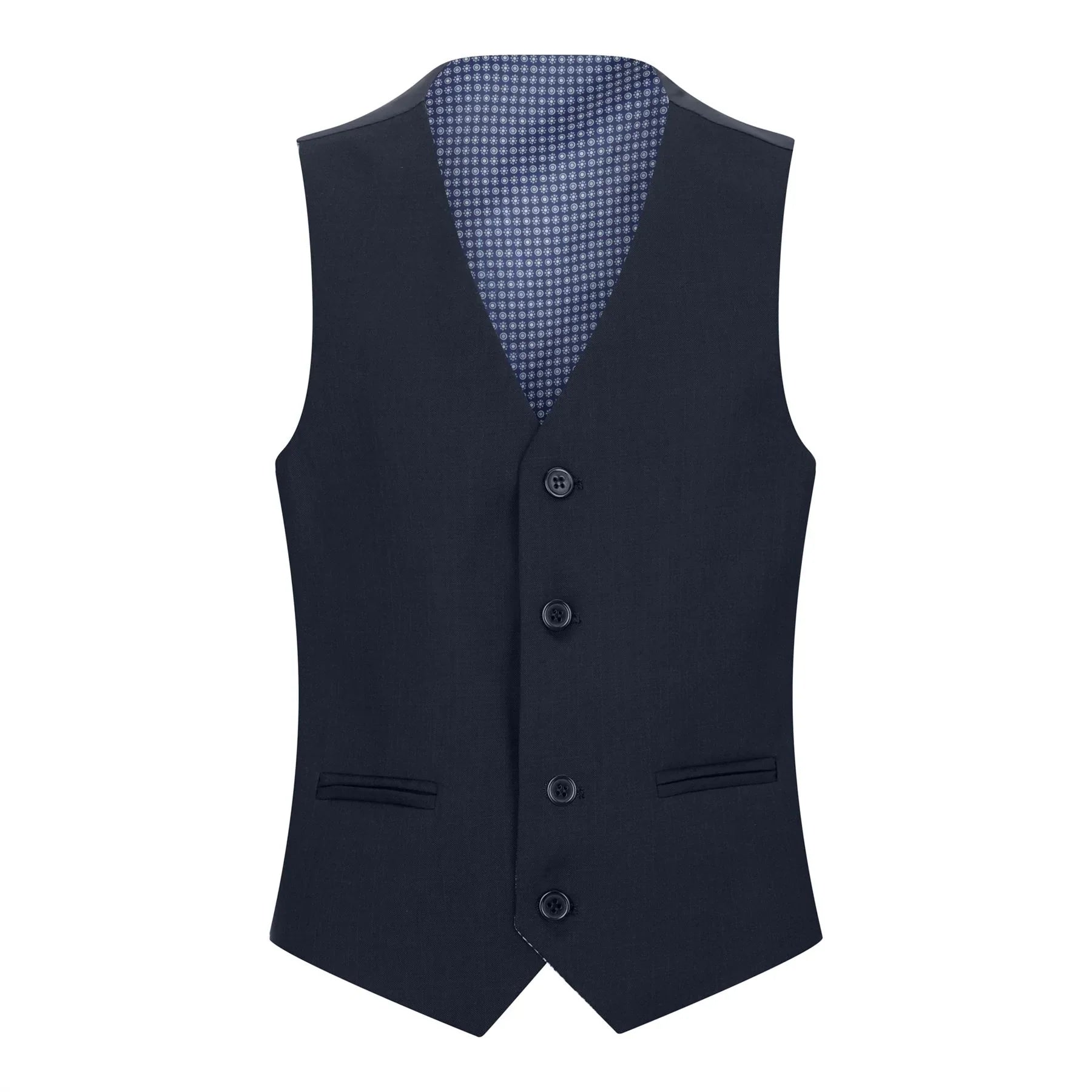 Boys Navy Blue 5 Piece Suit Blazer Waistcoat Shirt Tie Trousers Wedding Party