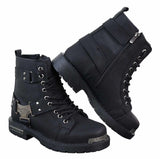 Mens Black Rugged PU Leather Boots