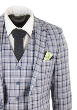 Mens Grey Pince of Whales Check 3 Piece Suit