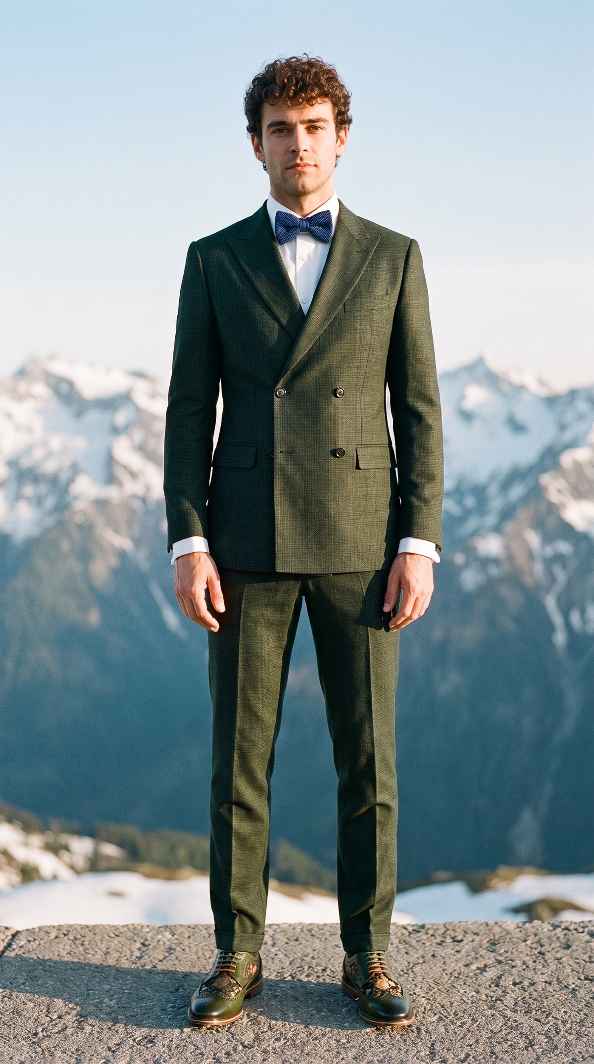 Look #345 styled with Caridi - Men's 2 Piece Olive Green Double Breasted Suit