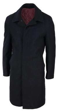 Mens Long Black Wool Overcoat